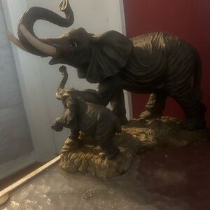 Gray and Brown Elephant Decor Accent